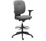 Chaise de bureau Alaia tissu anthracite - dossier bas avec accoudoirs 1D - mécanisme Synchrone - pieds noir