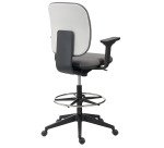 Chaise de bureau Alaia tissu anthracite - dossier bas avec accoudoirs 1D - mécanisme Synchrone - pieds noir