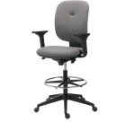 Chaise de bureau Alia tissu anthracite - dossier bas - avec ou sans accoudoirs - mécanisme Synchrone - pieds noir - repose pieds