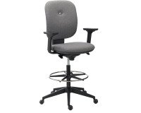 Office chair Alia anthracite fabric - low back with 3D armrests - Synchronous mechanism - black feet