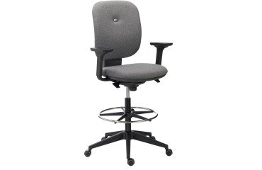 Chaise de bureau Alia tissu anthracite - dossier bas avec accoudoirs 3D - mécanisme Synchrone - pieds noir