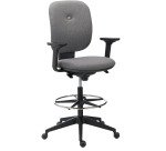 Chaise de bureau Alia tissu anthracite - dossier bas - avec ou sans accoudoirs - mécanisme Synchrone - pieds noir - repose pieds