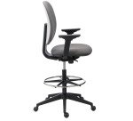 Chaise de bureau Alia tissu anthracite - dossier bas - avec ou sans accoudoirs - mécanisme Synchrone - pieds noir - repose pieds