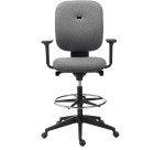 Chaise de bureau Alaia tissu anthracite - dossier bas avec accoudoirs 1D - mécanisme Synchrone - pieds noir