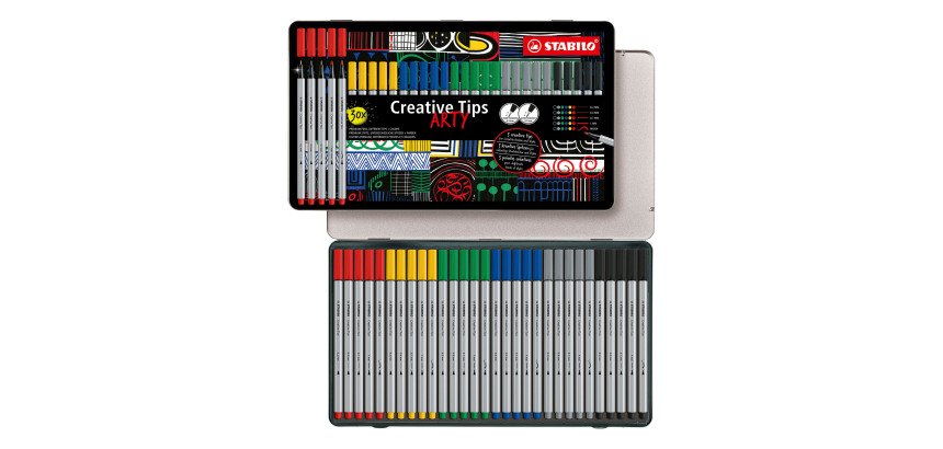 Feutre Stabilo Creative Tips couleurs assorties - Boite métal de 30