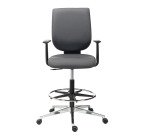 Chaise haute NAO EXPERT - simili cuir anthracite - accoudoirs fixes - mécanisme contact permanent - avec repose pied