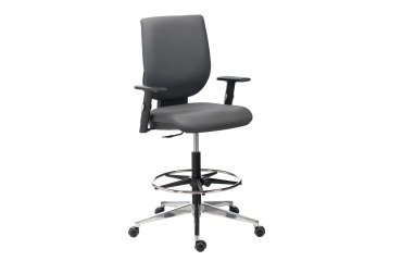 High chair NAO EXPERT - anthracite faux leather - adjustable 1D-armrests - permanent contact mechanism - with footrest