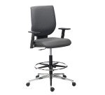 Chaise haute WEBSTAR 2 - simili cuir anthracite - accoudoirs réglables 1D - mécanisme contact permanent - avec repose pied