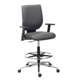 Chaise haute WEBSTAR 2 - simili cuir anthracite - accoudoirs réglables 1D - mécanisme contact permanent - avec repose pied