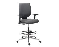 Hoge stoel NAO EXPERT - antracietkleurig kunstleder - 1D-armleuningen - permanent contact - met voetsteun