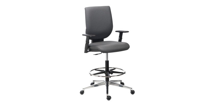 NAO EXPERT high chair, anthracite fire-resistant faux leather, with or without armrests, permanent contact mechanism, with footrest