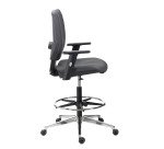 Chaise haute WEBSTAR 2 - simili cuir anthracite - accoudoirs réglables 1D - mécanisme contact permanent - avec repose pied