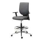 Chaise haute WEBSTAR 2 - simili cuir anthracite - accoudoirs réglables 1D - mécanisme contact permanent - avec repose pied