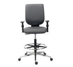 Chaise haute WEBSTAR 2 - simili cuir anthracite - accoudoirs réglables 1D - mécanisme contact permanent - avec repose pied