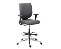 High chair NAO EXPERT - anthracite faux leather - fixed armrests - permanent contact mechanism - with footrest