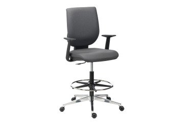 High chair NAO EXPERT - anthracite faux leather - fixed armrests - permanent contact mechanism - with footrest