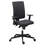 Chaise de bureau Difesa simili cuir noir - dossier haut - avec ou sans accoudoirs - mécanisme Synchrone - pieds noir