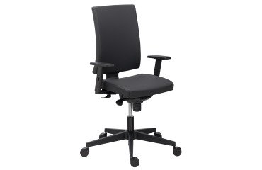 Office chair Difesa in black faux leather - high back with 3D adjustable armrests - synchronous mechanism - black base