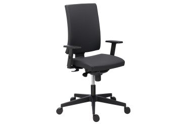 Chaise de bureau Difesa simili cuir noir - dossier haut avec accoudoirs réglables 3D - mécanisme Synchrone - pieds noir