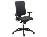 Office chair Difesa in black faux leather - high back with 3D adjustable armrests - synchronous mechanism - black base