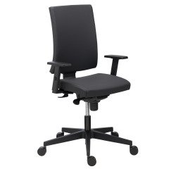 Office chair Difesa in black faux leather - high back with 3D adjustable armrests - synchronous mechanism - black base
