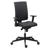 Chaise de bureau Navigo simili cuir noir - dossier haut avec accoudoirs réglables 1D - mécanisme Synchrone - pieds noir