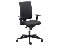 Office chair Difesa black leather look - high back with adjustable 1D armrests - synchronous mechanism - black base