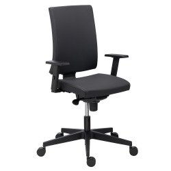 Chaise de bureau Navigo simili cuir noir - dossier haut avec accoudoirs réglables 1D - mécanisme Synchrone - pieds noir