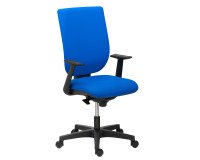 Office chair NAO blue fabric - high backrest with fixed armrests - synchronous mechanism - black base