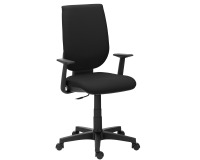 Chaise de bureau NAO tissu noir - dossier haut accoudoirs fixes - mécanisme Contact permanent - pieds noirs