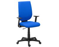 Bureaustoel NAO blauwe stof - hoge rug met vaste armleuningen - permanent contact - zwart onderstel