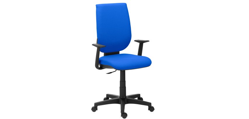Chaise de bureau NAO tissu non feu, dossier réglable en hauteur, avec ou sans accoudoirs, mécanisme contact permanent, pieds noirs
