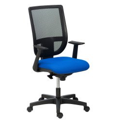 Chaise de bureau Nao tissu et maille - dossier haut avec accoudoirs fixes  - mécanisme Synchrone - pieds noirs