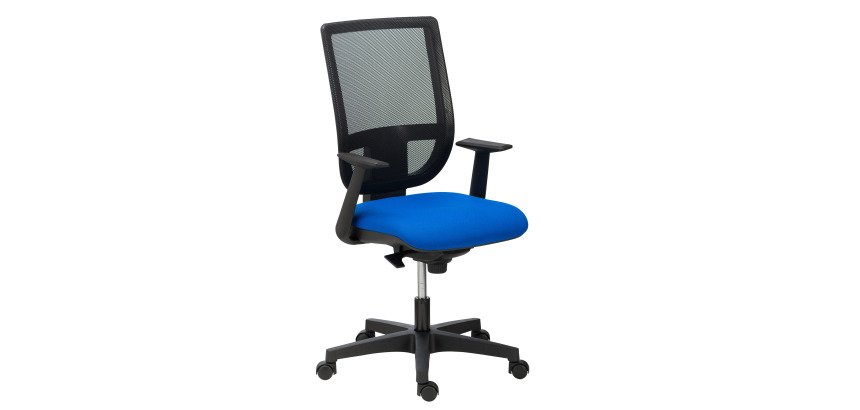 Chaise de bureau Nao tissu et maille - dossier haut avec accoudoirs fixes  - mécanisme Synchrone - pieds noirs