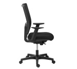 Chaise de bureau Nao tissu et maille - dossier haut avec accoudoirs fixes  - mécanisme Synchrone - pieds noirs