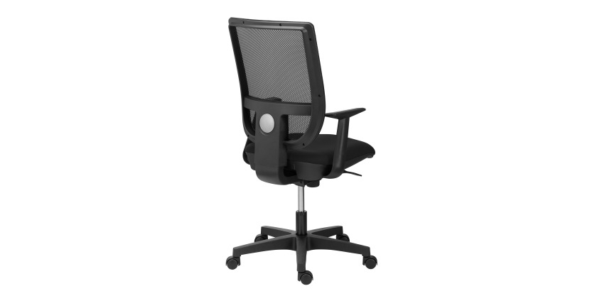 Chaise de bureau NAO tissu non feu et maille, dossier réglable en hauteur, avec ou sans accoudoirs, mécanisme synchrone, pieds noirs