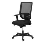 Chaise de bureau Nao tissu et maille - dossier haut avec accoudoirs fixes  - mécanisme Synchrone - pieds noirs