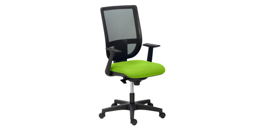 Chaise de bureau Nao tissu et maille - dossier haut avec accoudoirs fixes  - mécanisme Synchrone - pieds noirs