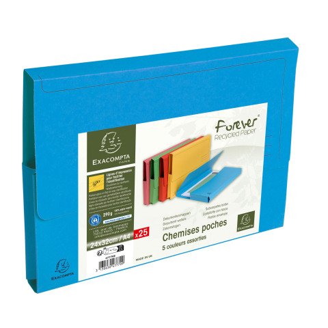 Paquete de 25 Subcarpetas canguro Forever® 290 g/m2 Exacompta - Colores surtidos