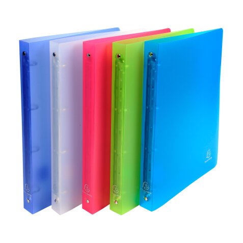 4-ring plastic-coated Exacompta Chromaline binder A4 - 3 cm spine assorted colors