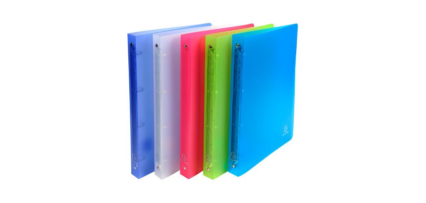 Classeur 4 anneaux plastifié Exacompta Chromaline A4 - Dos de 3 cm - Coloris assortis