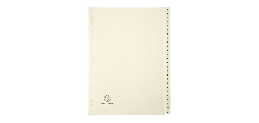 Intercalaire A4 carte lustrée Exacompta 26 onglets alphabétiques ivoire - 1 jeu