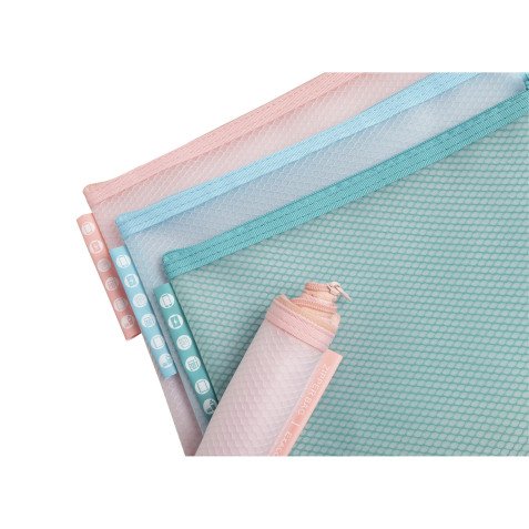 Pochette à fermeture éclair en plastique souple Chromaline pastel - A5 - Couleurs assorties