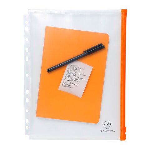Exactive A4 Envelope Punched Pockets ZIP A4 PP Clear - Translucent crystal