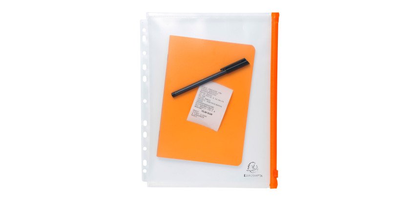 5er Packung Prospekthüllen mit Reißverschluss, perforiert, PP - Exactive - Kristall transparent