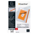 Pochettes de rangement à zip perforées A4 Exacompta Exactive incolore - Sachet de 5