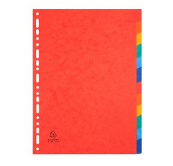 Colored glossy A4 file dividers Exacompta 12 neutral tabs - 1 set