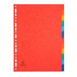 Intercalaires A4 carte lustrée colorée Exacompta 12 onglets neutres - 1 jeu