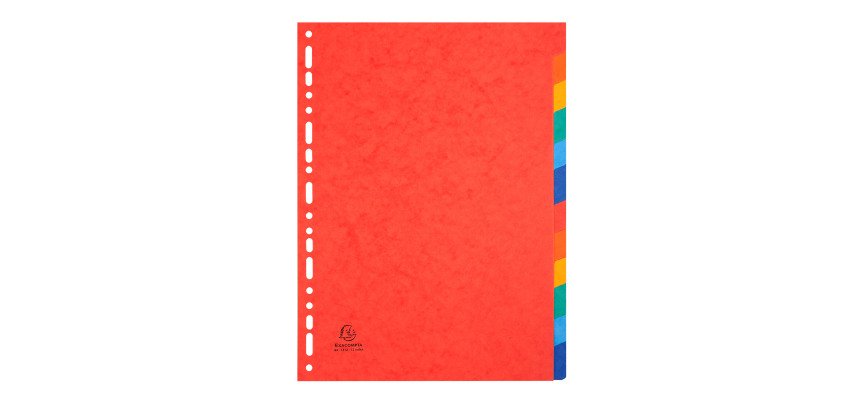 Intercalaires A4 carte lustrée colorée Exacompta 12 onglets neutres - 1 jeu
