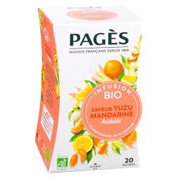 Infusion yuzu mandarine Bio Pagès - Boîte de 20 sachets